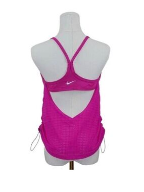 Vintage Nike Y2K workout top, Mesh Open Back Top with Built In Bra, Pink, Size L